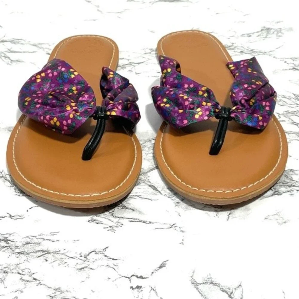 WOMEN'S MATILDA JANE FLIP FLOPS SANDALS PURPLE TULIPS SZ: 8